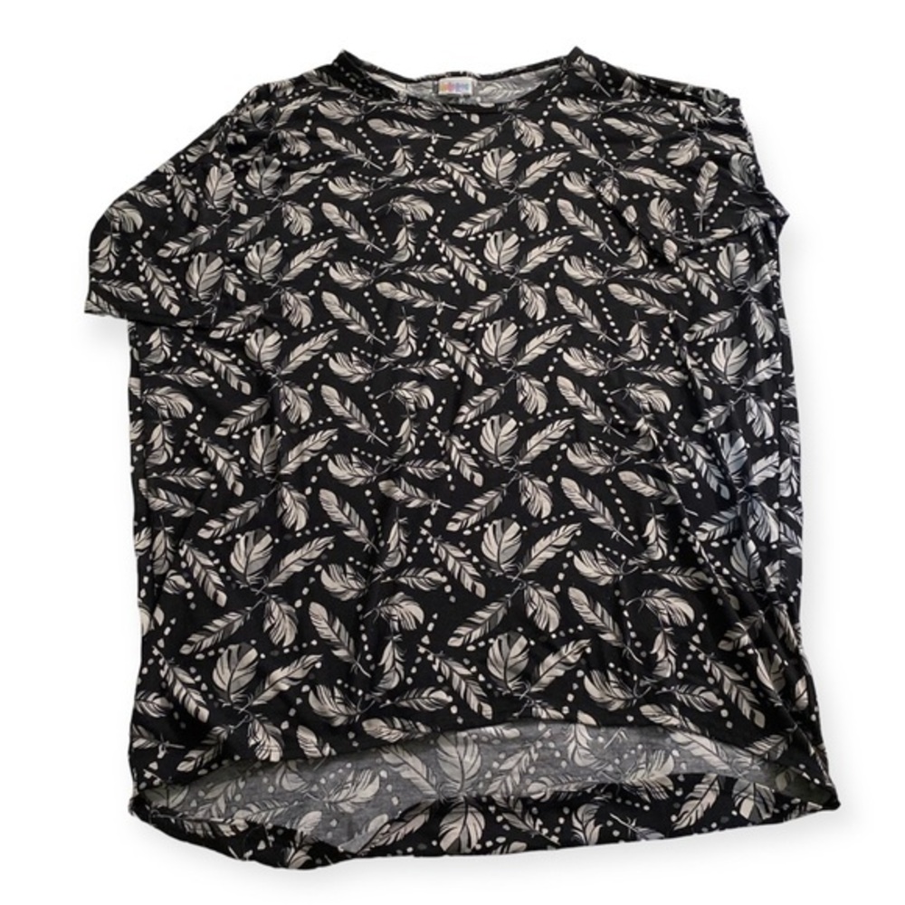 LuLaRoe Shirt Womens Size Large Pull Over Black Feather Print